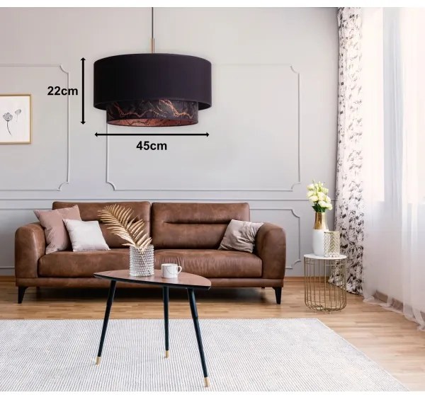 Duolla - Lustră pe cablu NANTES 1xE27/15W/230V d. 45 cm neagră/cupru