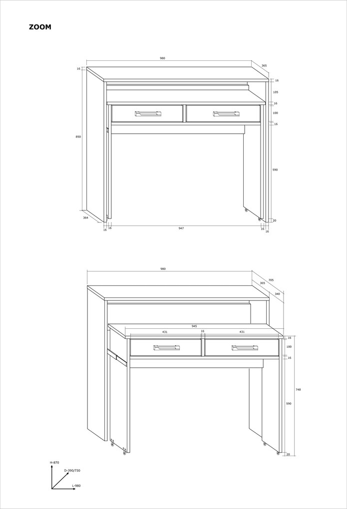 Masă PC Zoe Alb. 780214