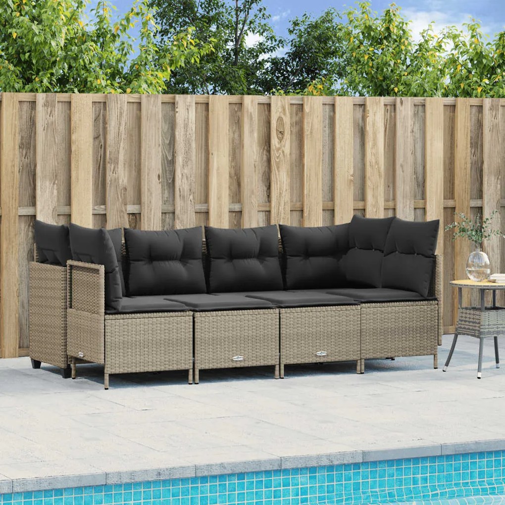 vidaXL Set canapele de grădină cu perne, 5 piese gri deschis poliratan
