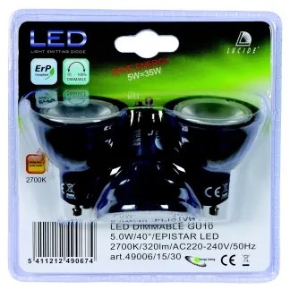 SET 3x bec LED dimabil Lucide 49006/15/30 MR16 GU10/5W/230V 3000K