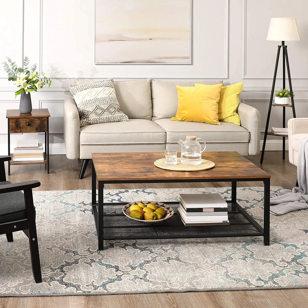 Masuta cu sertar TAYLOR 40x40 cm, rustic maro