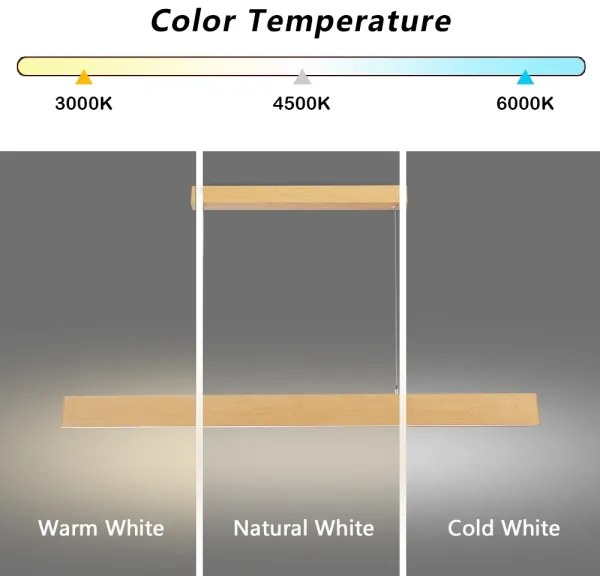 Brilagi - Lustra LED cu dimmer pe cablu SLIMLINE LED/40W/230V 3000-6000K decor stejar + telecomandă