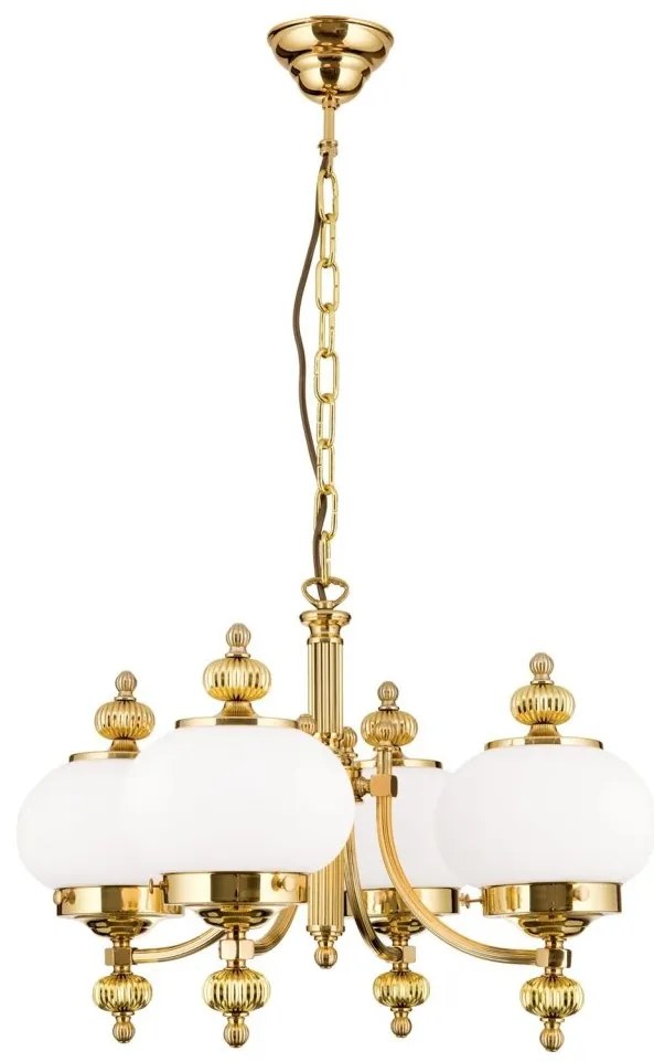 Lustra suspendata eleganta stil clasic Nostalgie 4L alama lucios/opal