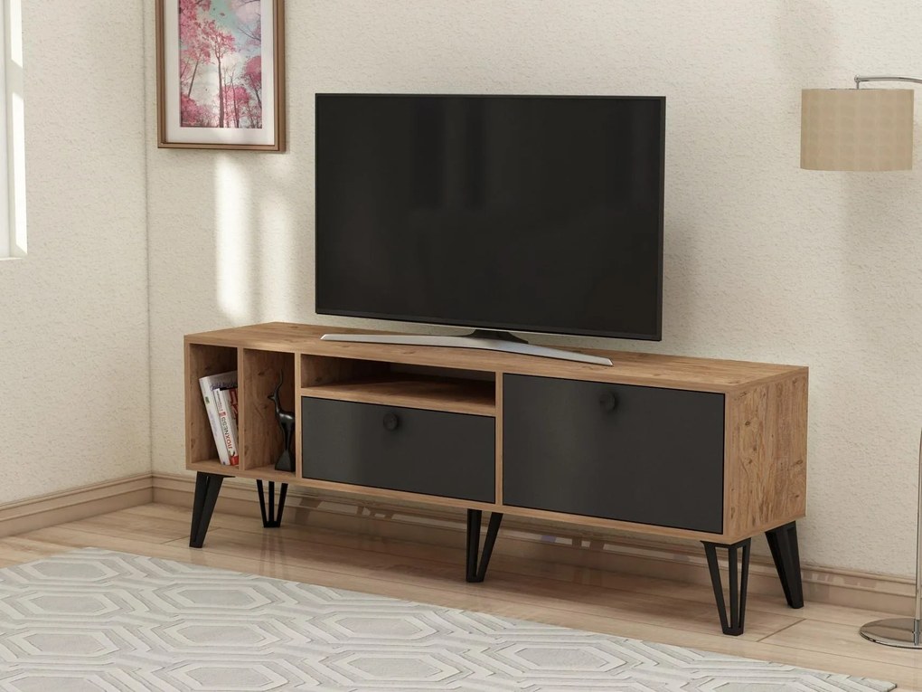 Masă TV/Dulap stejareki 2 (pin atlantic + negru) . Promo -37%. 1095315
