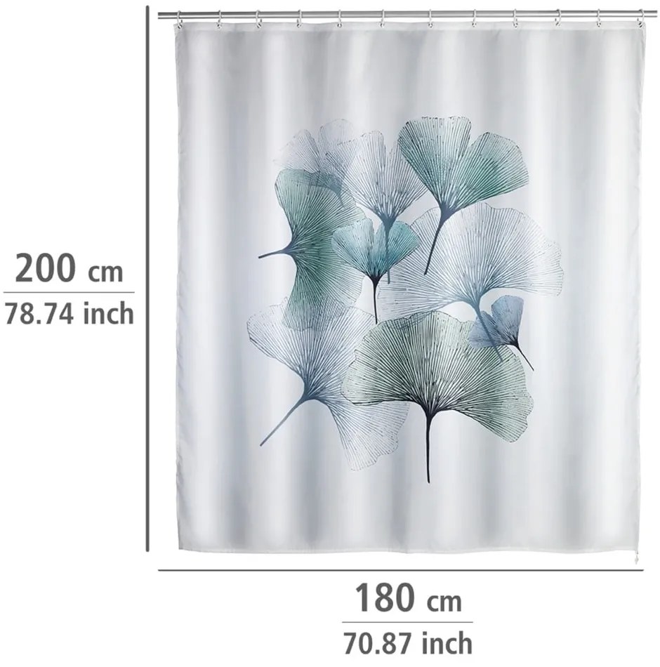 Perdea de baie lavabilă Wenko Ginkgo, 180 x 200 cm