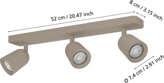 Eglo 902345 - Plafonieră CAMALDOLI cu 3 spoturi, GU10, 10W, 230V, bej