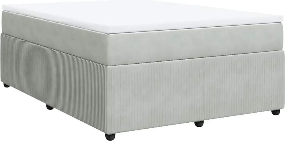 vidaXL Pat box spring cu saltea, gri deschis, 140x200 cm, catifea