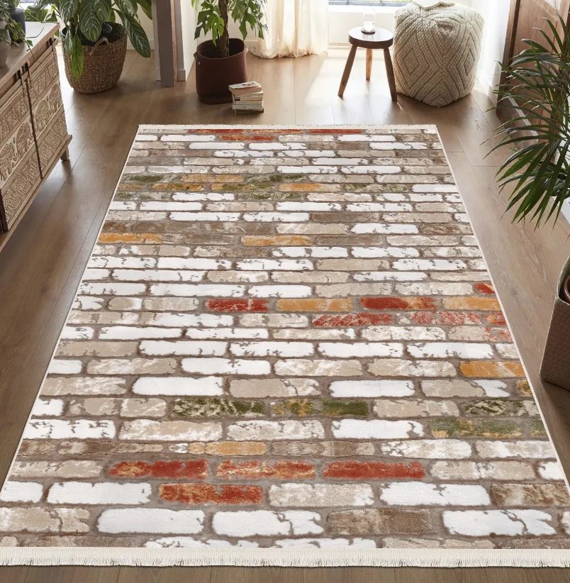 Covor camera antiderapant, 80x200 cm, model caramida industriala, mai multe dimensiuni