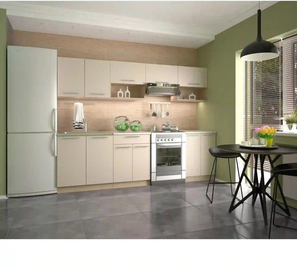 Set bucatarie VIOLA, stejar sonoma/crem/alb, PAL, 260 cm