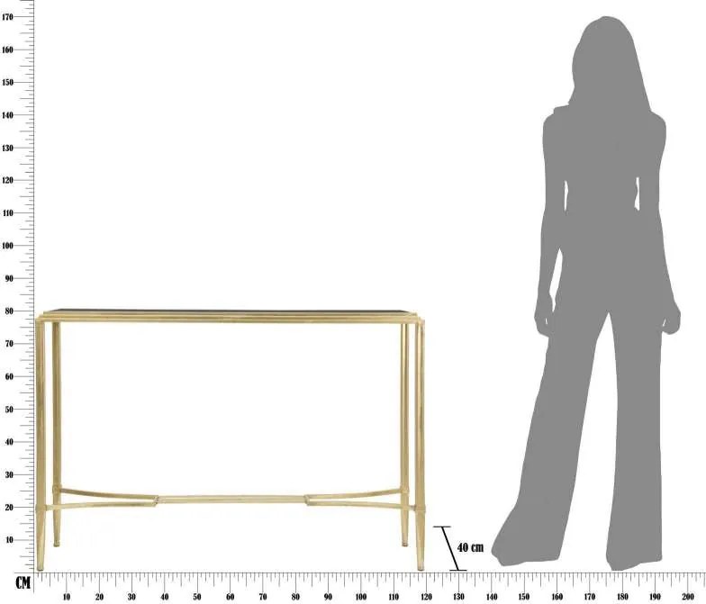 Consolă Roman, 80x120x40 cm, metal/ mdf/ sticla, auriu/ negru