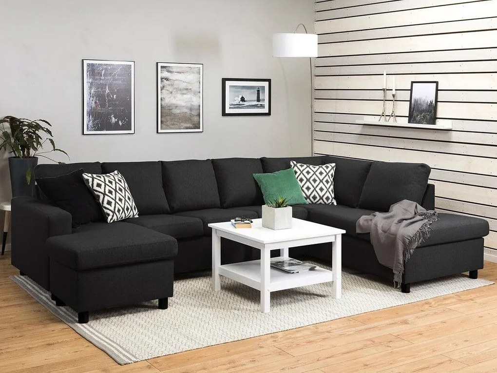 Colțar Scandinavian Choice C173Antracit, Negru, 300x195x92cm, 130 kg, Picioare: Plastic