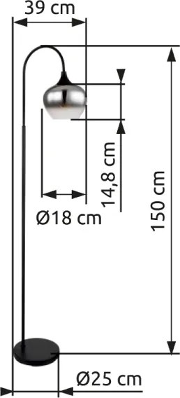 Lampadar Globo 15548S MAXY 1xE27/40W/230V negru/fumuriu
