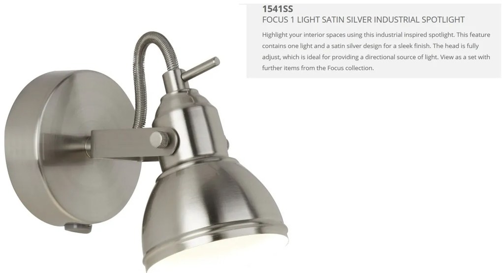 Aplica de perete moderna cu spot directionabil Focus argintiu satin 1541SS SRT