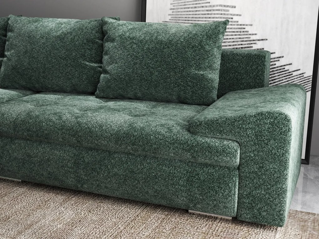 Colțar extensibil dumonde cu ladă de depozitare si sezut confortabil din spuma high-density, Leonardo Euphoria Verde 260x185 cm