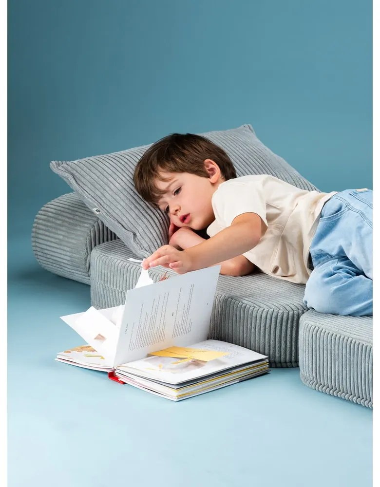 Fotoliu de copii verde mentă cu tapițerie din catifea reiată Flip – Wigiwama