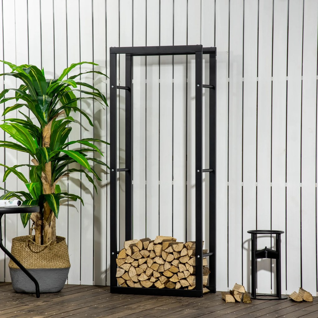 Raft Lemne pentru Casa si Gradina Greutate maxima 100kg Negru, Modern și elegant 60x25x150cm HOMCOM | Aosom Romania