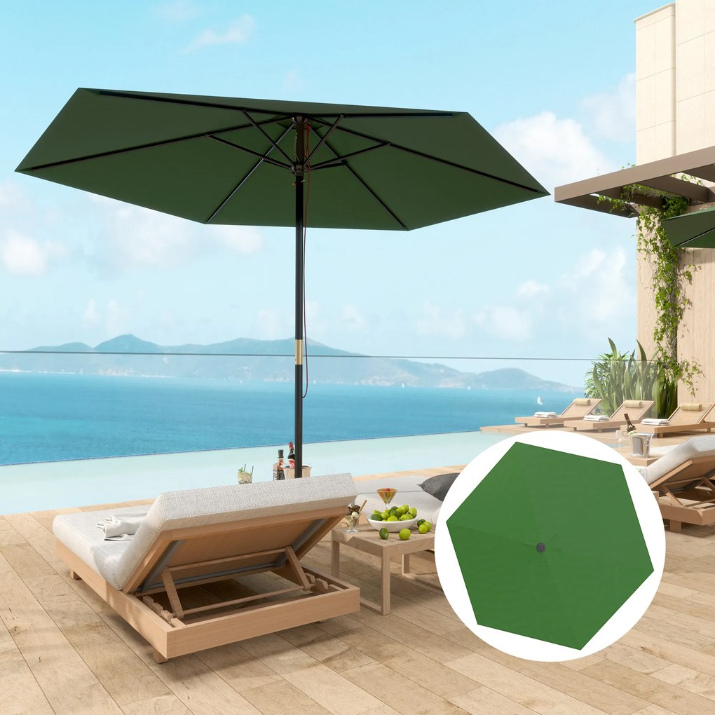 Outsunny Înveliș de Schimb pentru Umbrelă cu Orificii de Aerisire, Ø300 cm, Verde | Aosom Romania