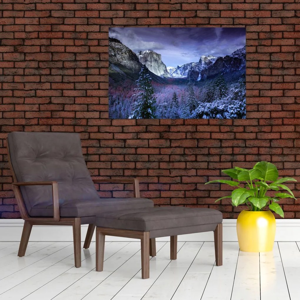 Tablou cu peisaj montan iarna (90x60 cm)