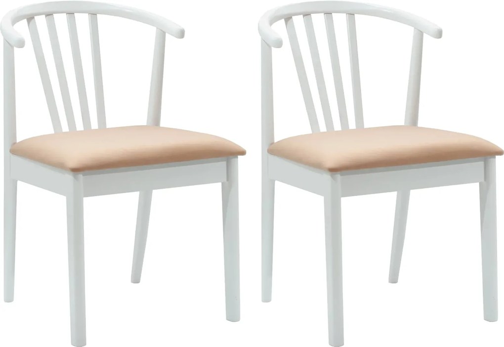 vidaXL Scaun de sufragerie 2 pcs Alb și maro Lemn de cauciuc solid