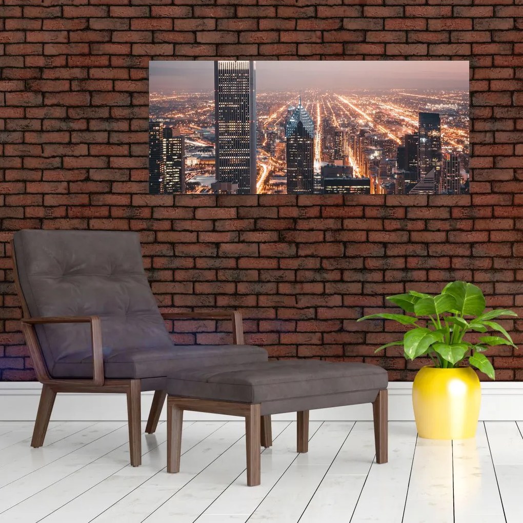 Tabloul cu metropolă luminată (120x50 cm)