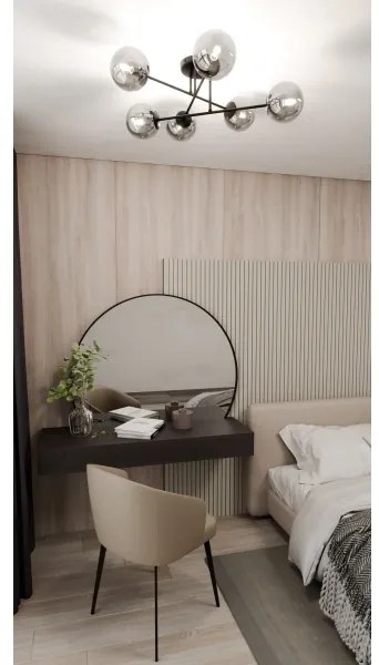 Lustră aplicată ROMA 6xE14/10W/230V negru/fumuriu