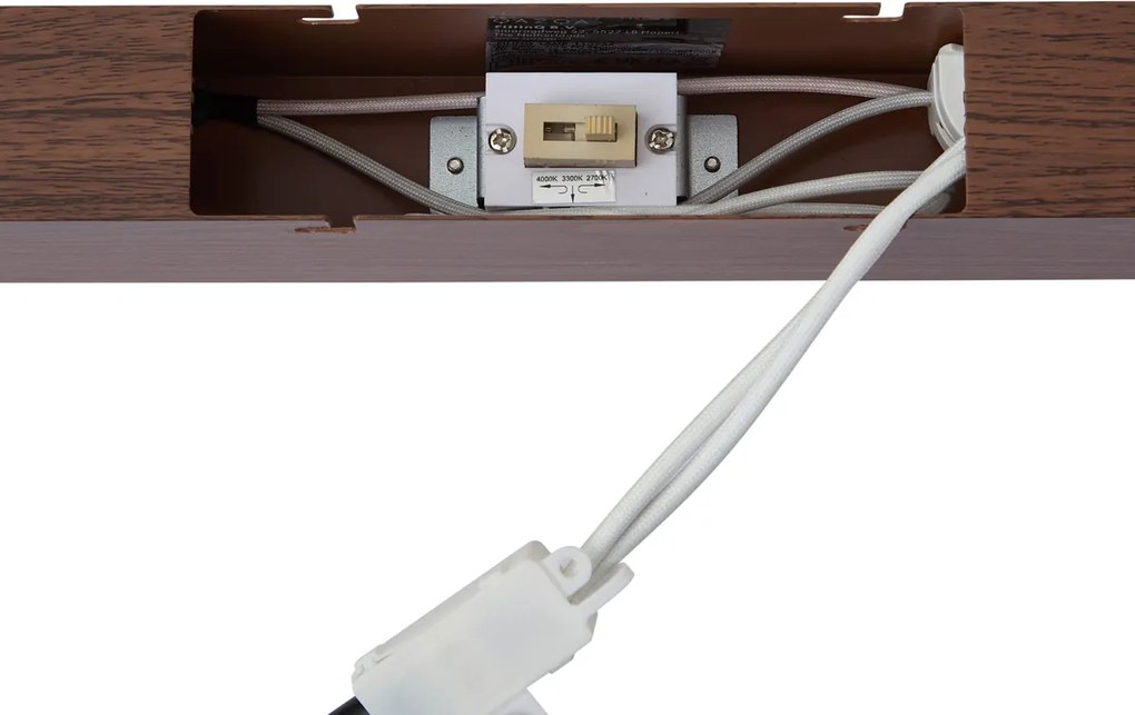 Plafonieră modernă din lemn de nuc cu LED integrat, reglabilă în 3 trepte 2700-4000K cu comutator DIP - Keane