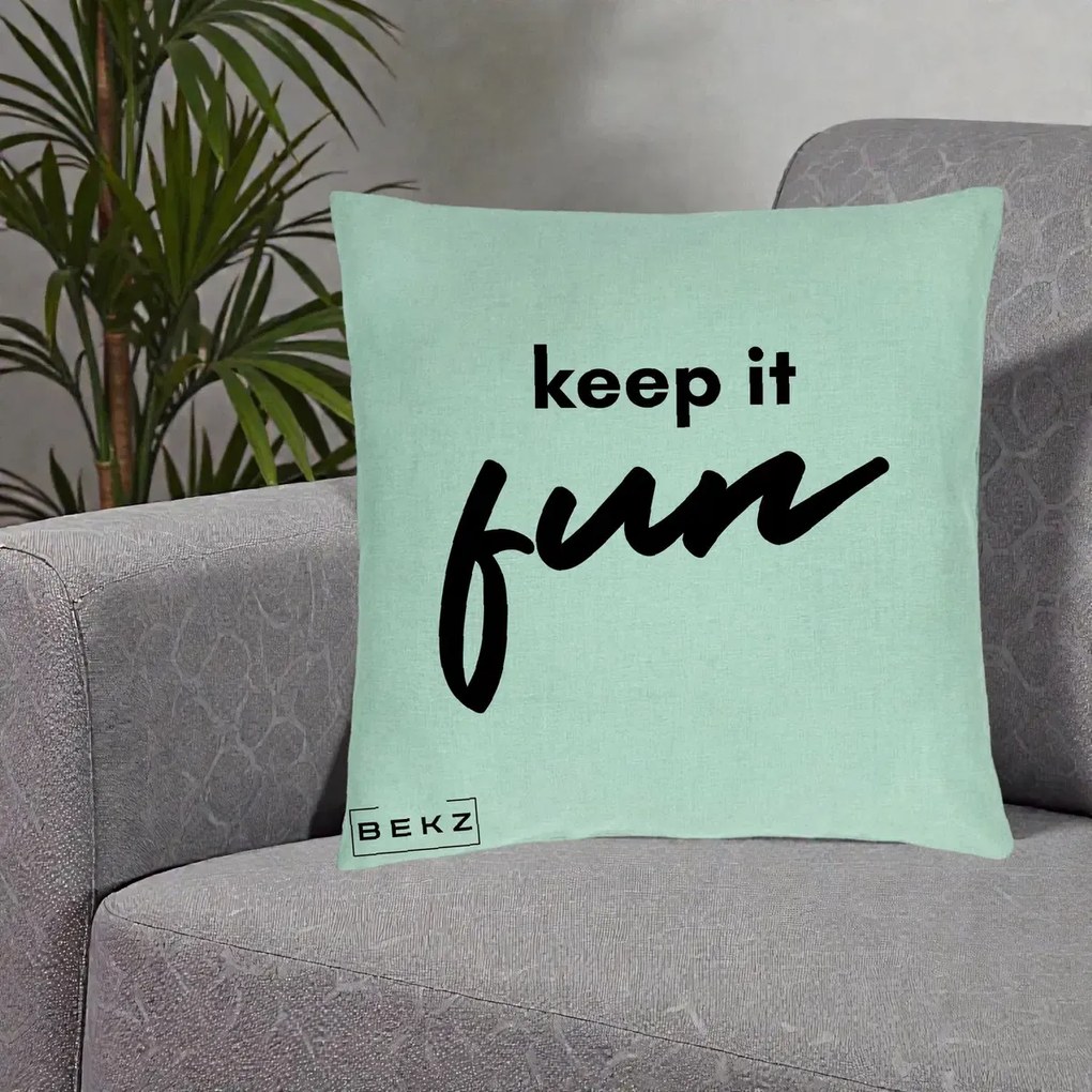 Perna Decorativa Keep It Fun, 40x40 cm, Verde Menta, Husa Detasabila, Perna Inclusa, BEKZ®