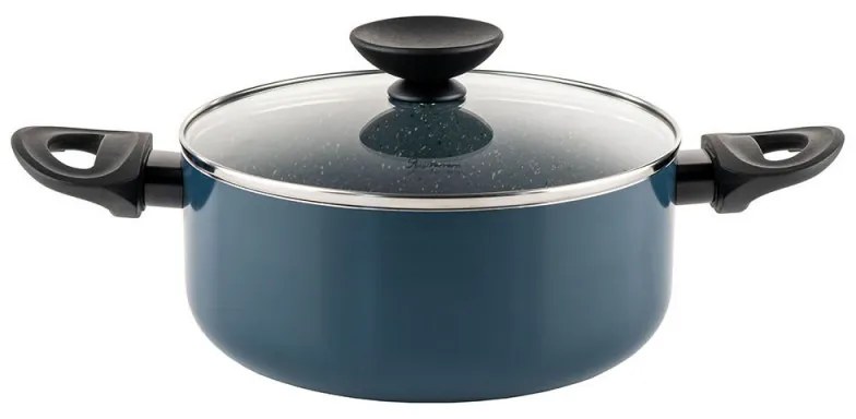 Cratiță Luigi Ferrero Prima FR-2644, 26x12 cm, 5.8 l, Acoperire neaderentă din marmură, Capac din sticlă cu orificiu pentru abur, Inducție, Albastru închis