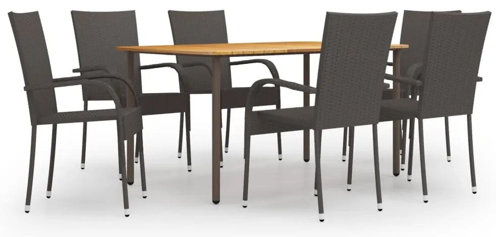 vidaXL Set mobilier de grădină, 7 piese, maro, poliratan