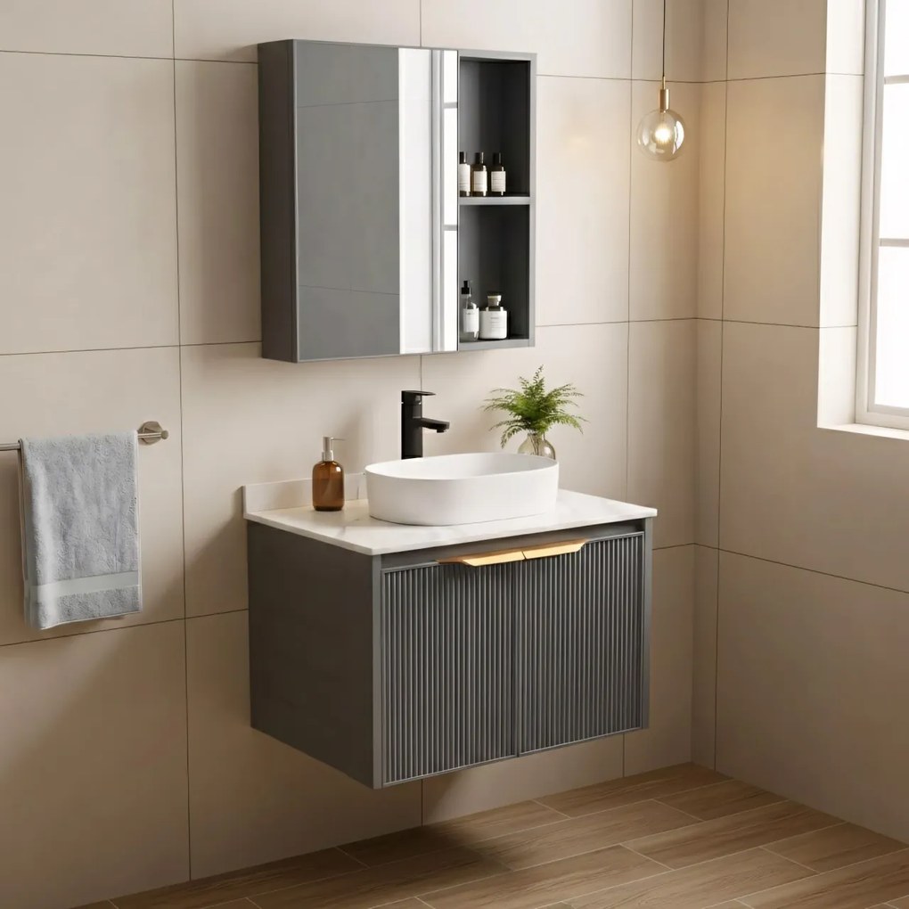 Set de mobilier de baie cu blat Marti 60cm Grey