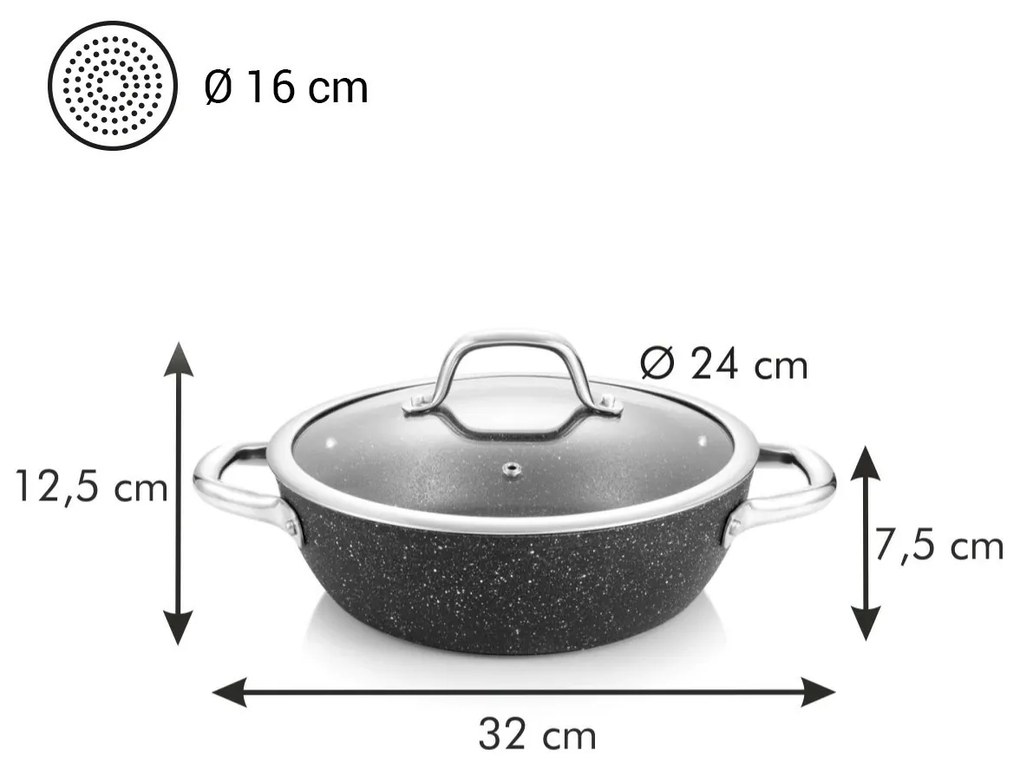 Tigaie adâncă cu capac Tescoma PRESIDENT Stone, 24 cm, 24 cm