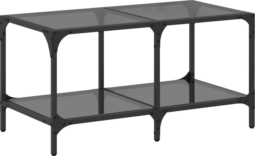 vidaXL Măsuță de cafea, blat din sticlă negră, 78,5x40x40 cm, oțel
