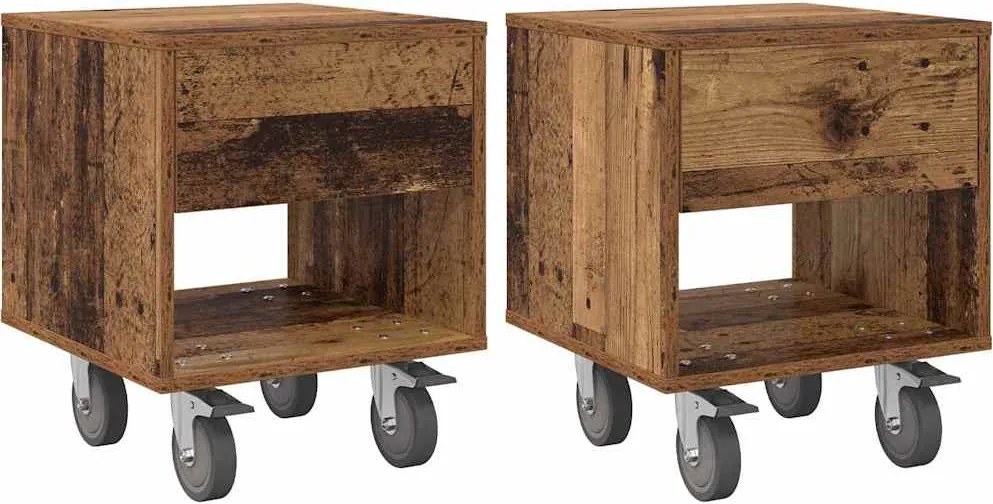 vidaXL Noptieră 2 pcs Lemn vechi 40,5 x 40 x 48 cm Lemn compozit