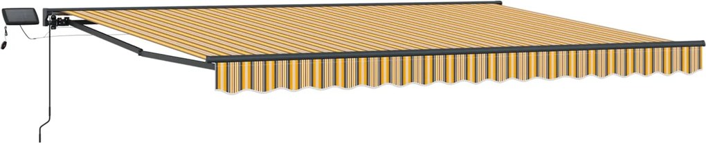 vidaXL Cadru manual de marchiză cu LED-uri Galben și gri 4,5 × 3 m