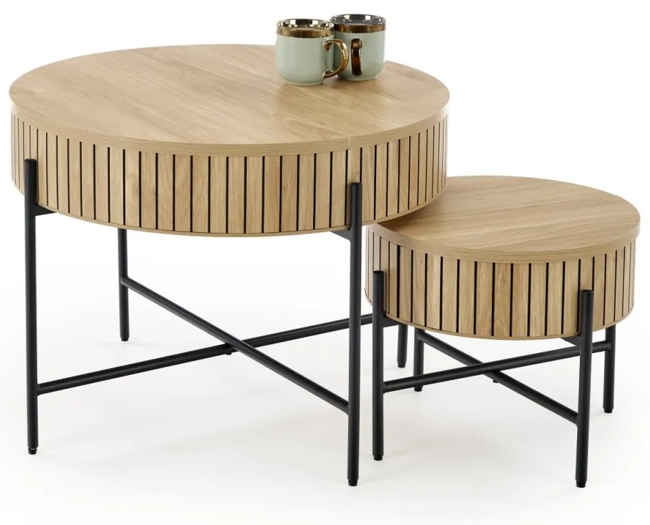 Set 2 masute de cafea Dante natur/negru