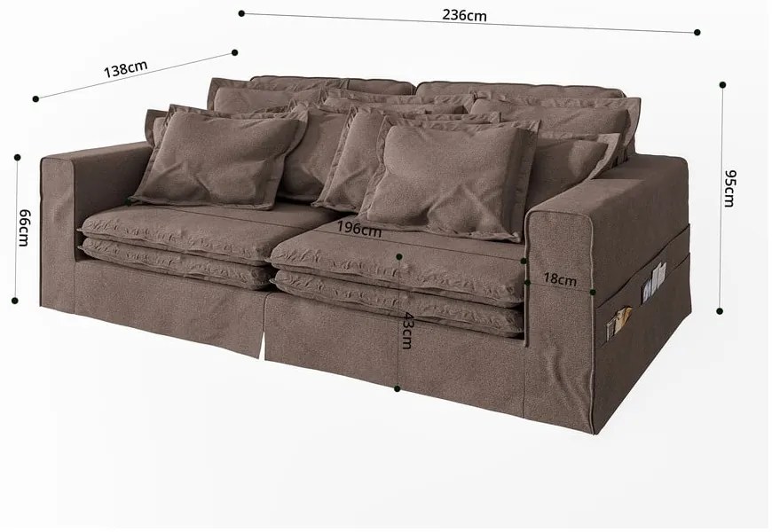 Canapea maro 236 cm Nora – Ropez