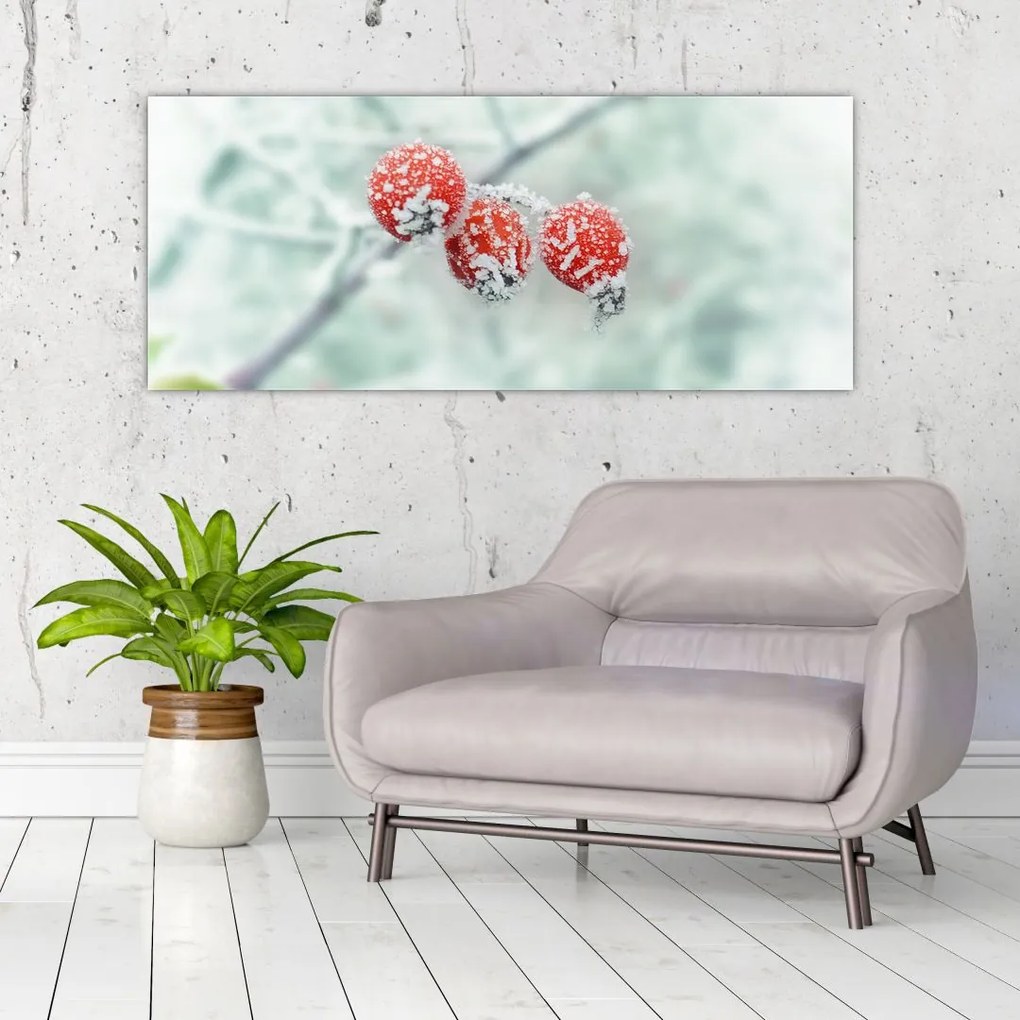 Tablou cu măcieșe înghețate (120x50 cm)
