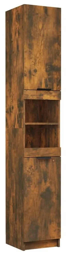 817069 vidaXL Dulap de baie, stejar fumuriu, 32x34x188,5 cm, lemn prelucrat