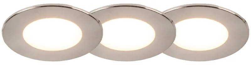 Set de 3 spoturi îngropate rotunde din oțel inclusiv LED IP65 - Simply