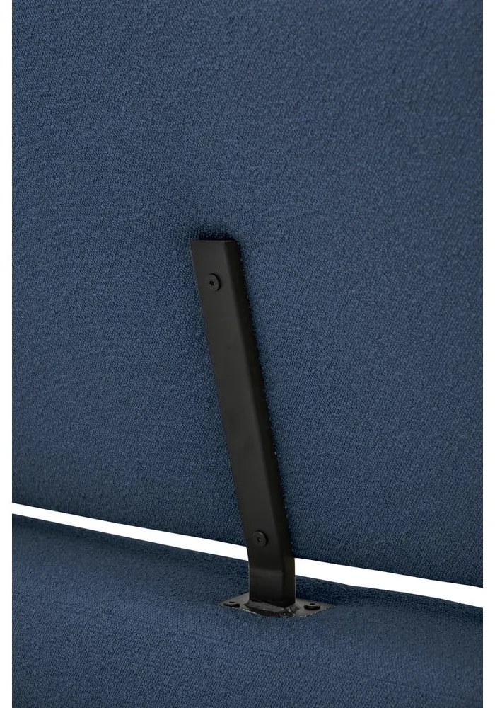 Pat matrimonial albastru închis tapițat cu somieră 180x200 cm Odette – Scandic