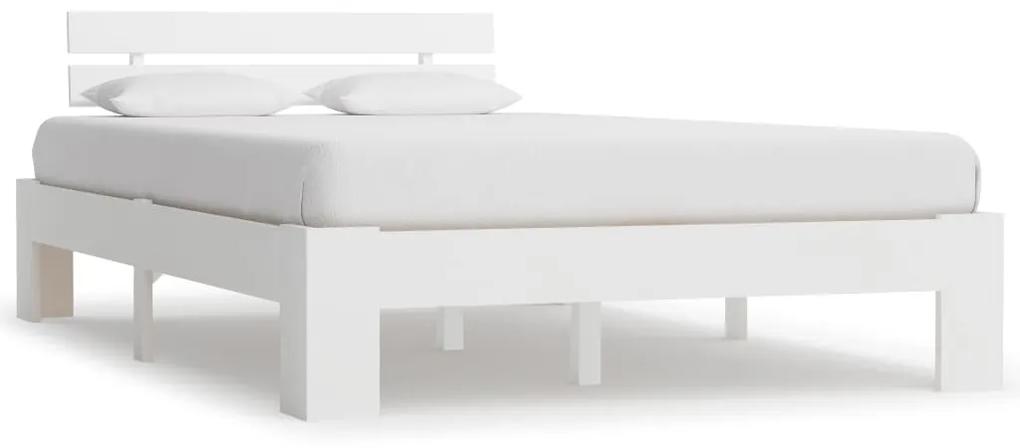 283157 vidaXL Cadru de pat, alb, 140 x 200 cm, lemn masiv de pin