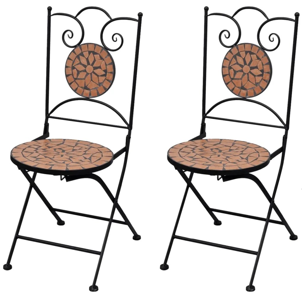 41529 vidaXL Scaune bistro pliante, 2 buc., cărămiziu, ceramică