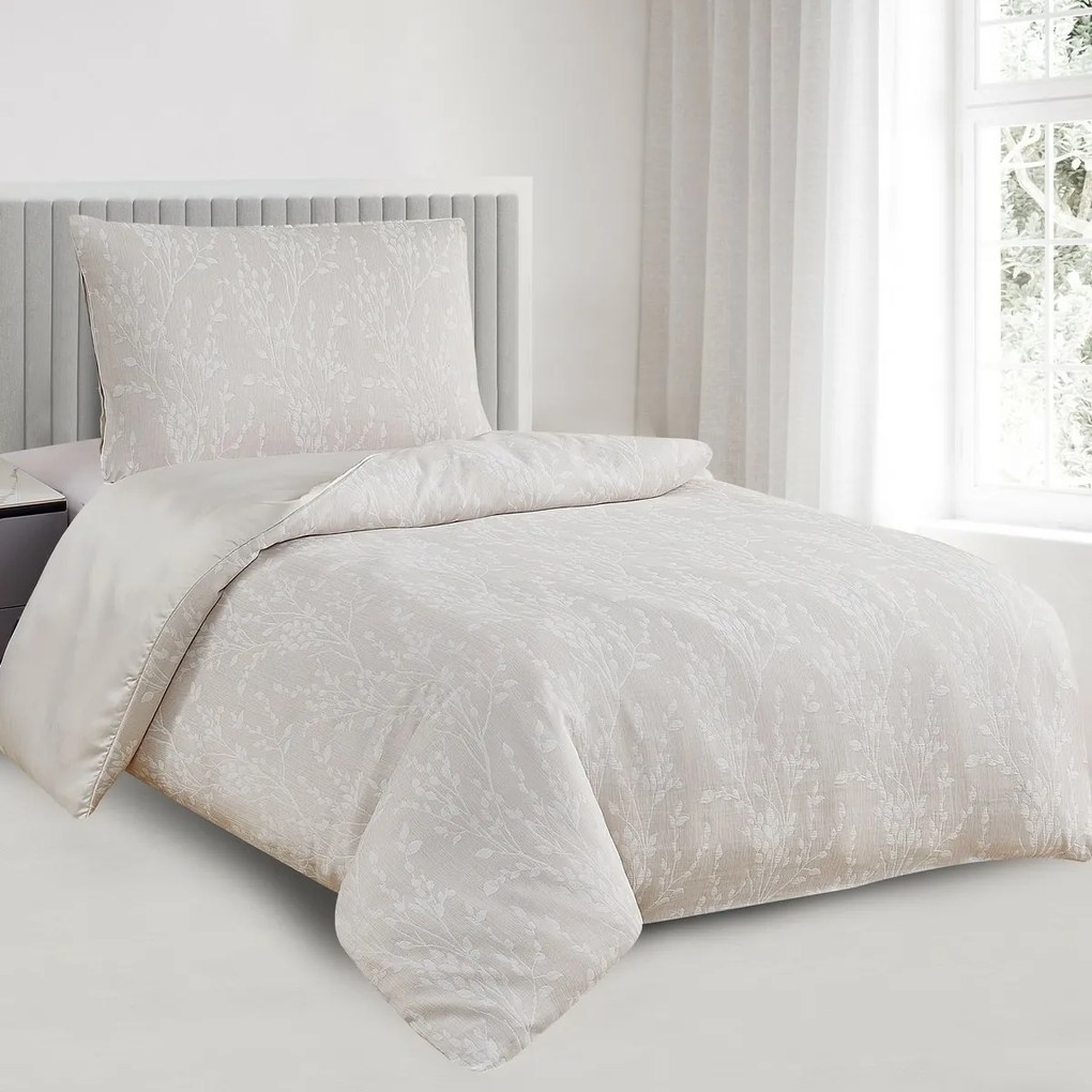 Lenjerie de pat din jacard Boston bej, 140 x 200cm, 70 x 90 cm