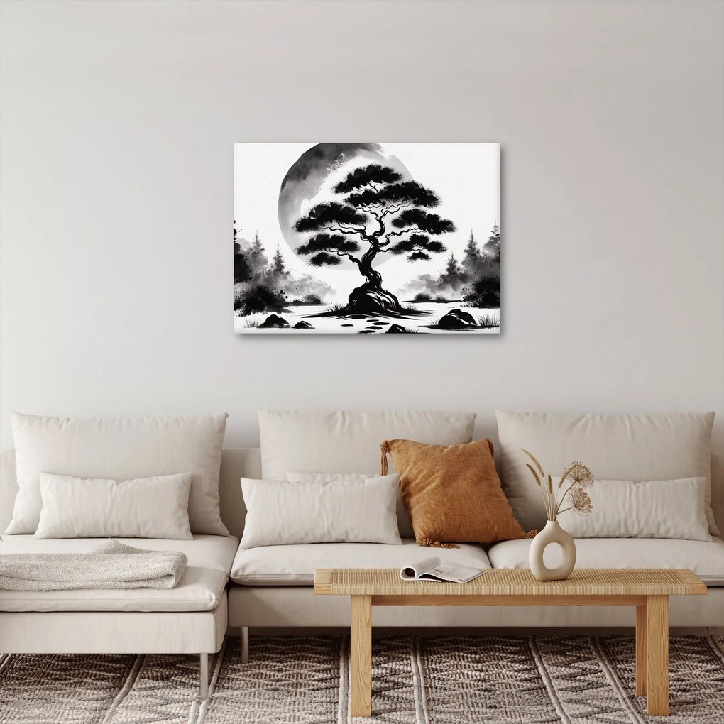 Tablou – Bonsai alb-negru (70x50 cm)