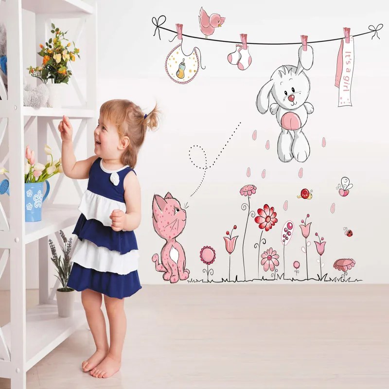Sticker perete Pink Bunny