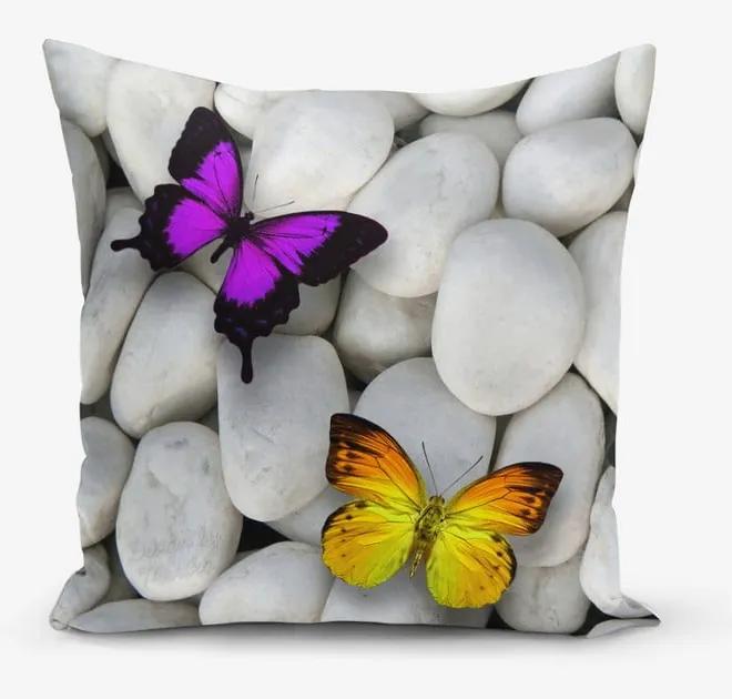 Față de pernă din amestec de bumbac Minimalist Cushion Covers Double Butterfly, 45 x 45 cm