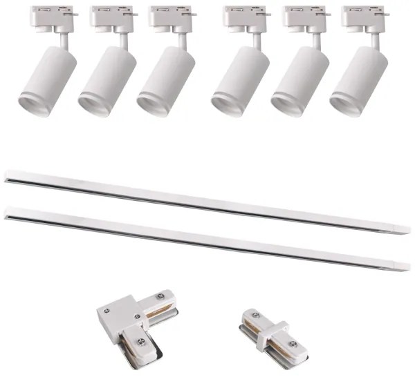 Spot pentru sistem de șină PARIS 6xGU10/10W/230V +2x1 m sistem de șină