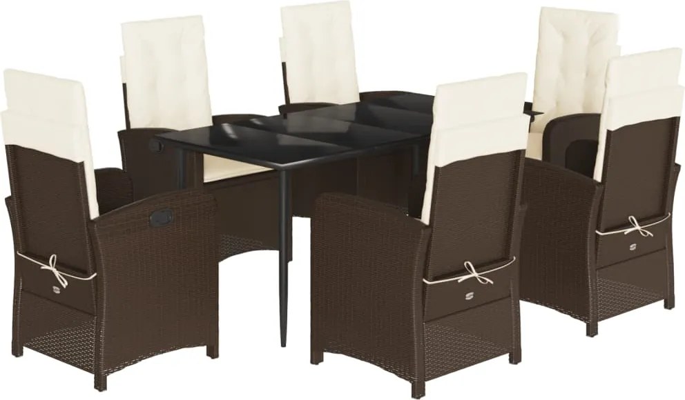 vidaXL Set mobilier de grădină cu perne, 7 piese, maro, poliratan