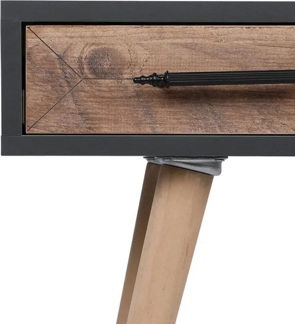 La mâna a doua: Birou Kalune Design 854KLN1502, 105x55 cm, 2 sertare, Finisaj melaminat, Maro / Negru
