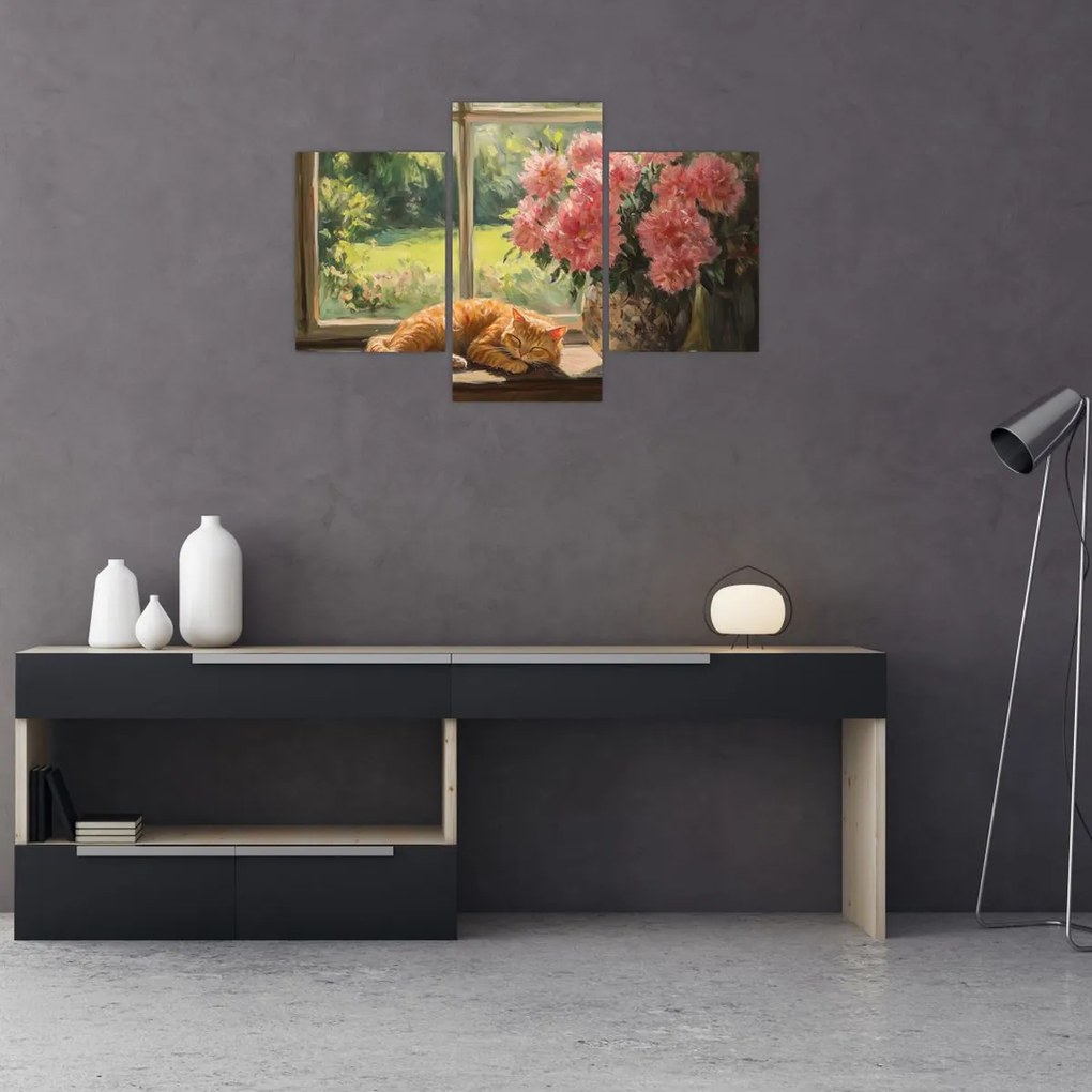 Tablou - Pisică la fereastră (90x60 cm)